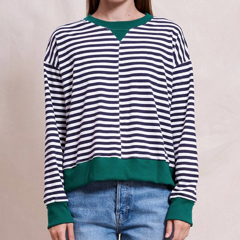 SUNDRY Asymmetric Striped Long Sleeve